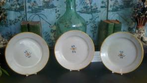 Set of 3 18th Century Faience Plates